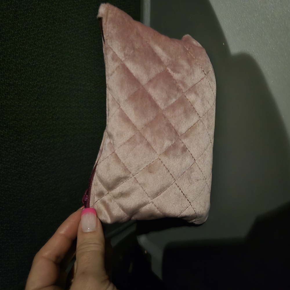 Quilted Pink Velvet Clutch